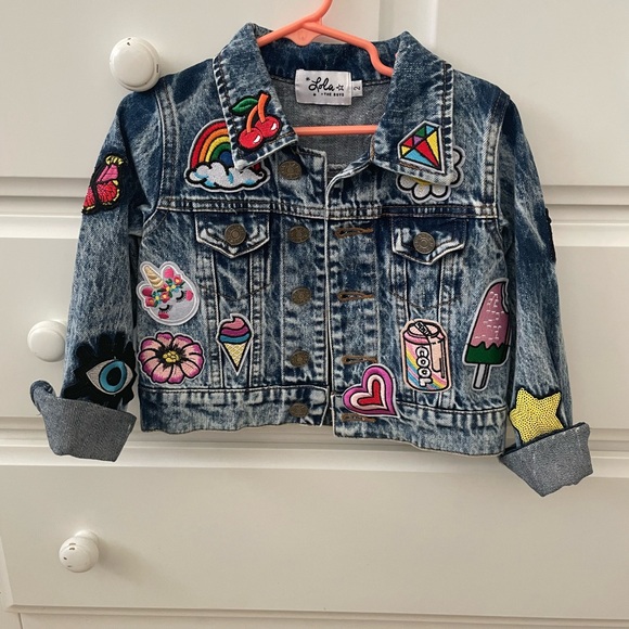 Lola + The Boys Denim Patch Jacket size 2 - Picture 10 of 10